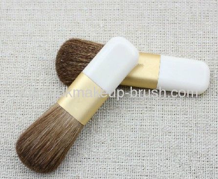 Mini sable hair blush brush with white plastic handle