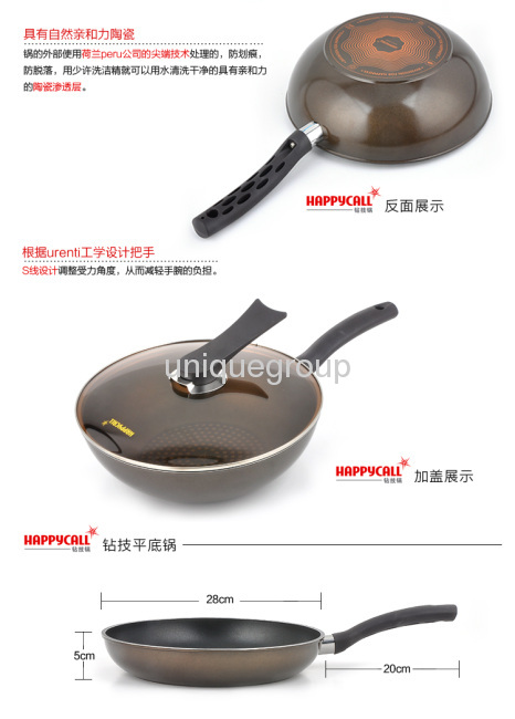 Happy Call 4pc Diamond Coated Frypan Set 