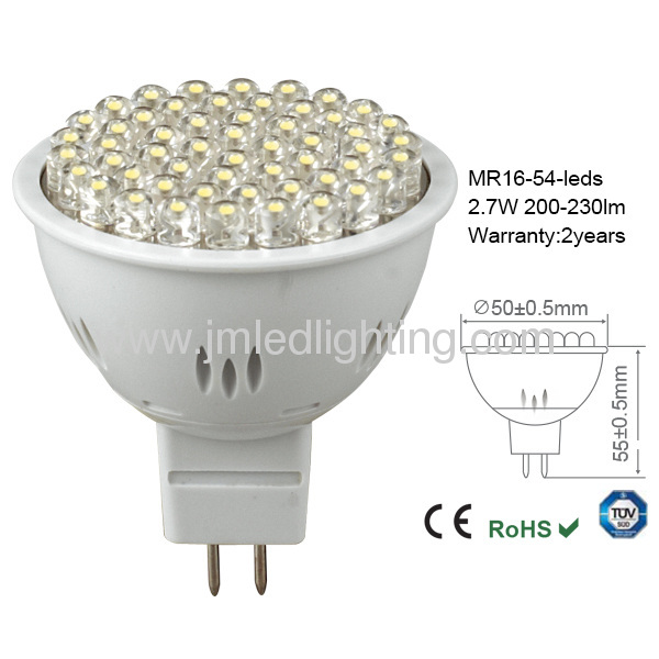 mr16 led spot light 2.7w 210lm plastic cup