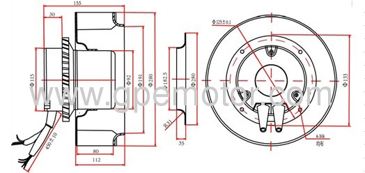 R3G280 Temperature control Green solar ventilation 230V EC Radial Fan by speed control