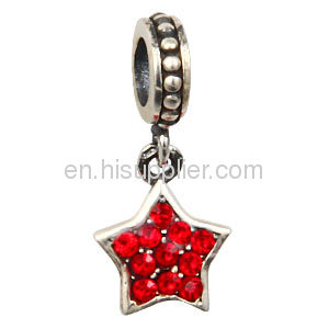 Yiwu Rhinestone Silver Pendant european Crystal Star Charm Beads 