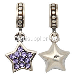 925 Silver December Birthstone Tanzanite Crystal european Star Dangle Charm