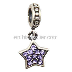 925 Silver December Birthstone Tanzanite Crystal european Star Dangle Charm