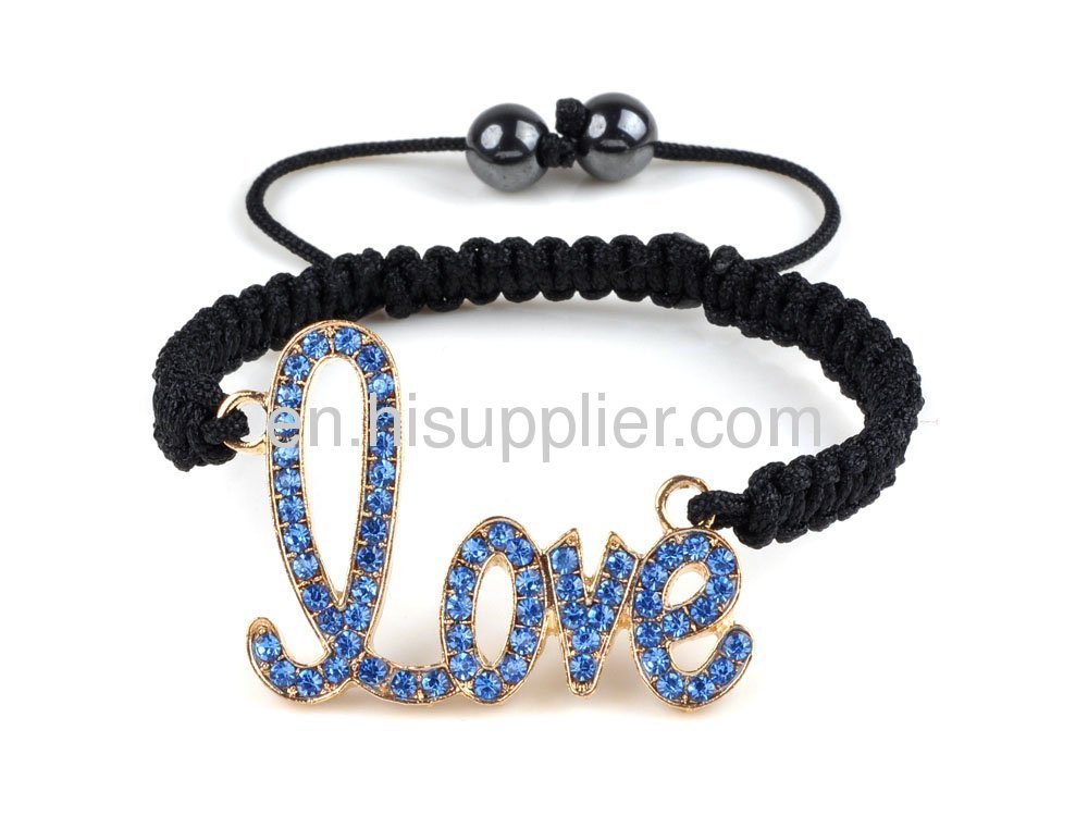 2013 Brand New Pave Rhinestone Crystal Word Love Connector Bracelet