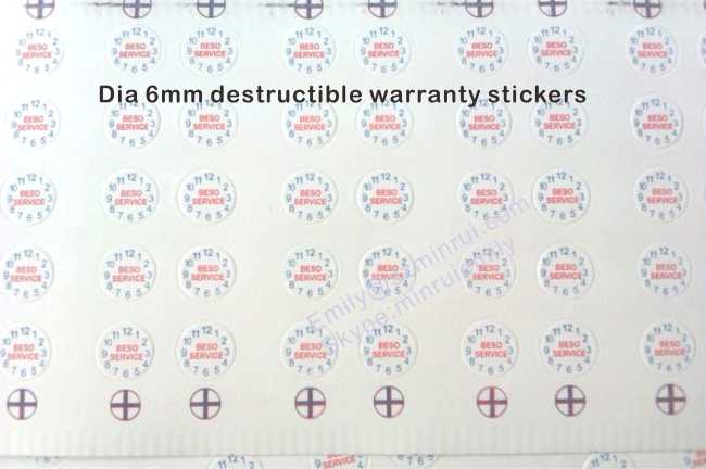 Custom Small Round Tamper Evident Stickers with Dates for Warranty Stickers