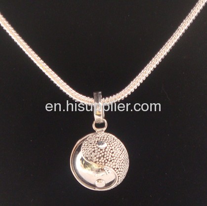 Delicate Vintage Style Shiny Silver Chime Ball Yin Yang Harmony Ball Pendant