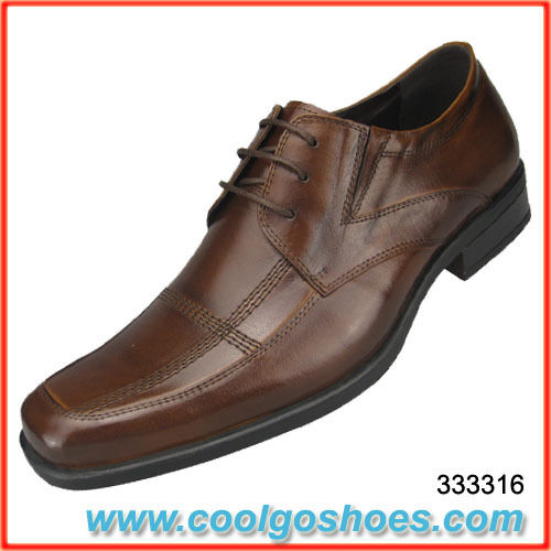 wholesale square toe brown leather men dress shoes