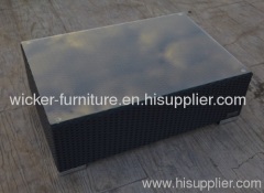 Patio rattan big tea table with 5mm tempered glass