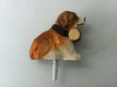 wooden carving dog dustproof plug