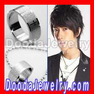 Wholesale Men's Titanium Stainless Bible Cross Rings Necklace Jewelry