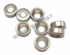 N45 D3/8in.x1/8in.Ring NdFeB Countersunk Magnet W/ #4 /Ni