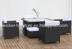 Outdoor wicker dining sets square table with chairs