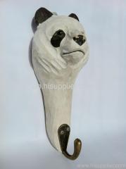 cute wood carving small panda hook