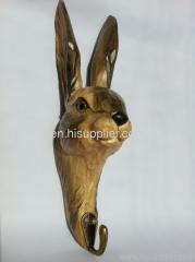 cute gray rabbit handmade carved hook