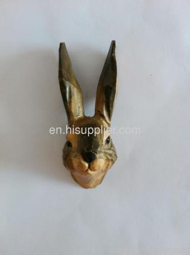 cute wooden carved rabbit shape frige magnet