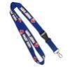 Metal Hook Flat Polyester Lanyard, Blue Printed Lanyards With Personalized Logo