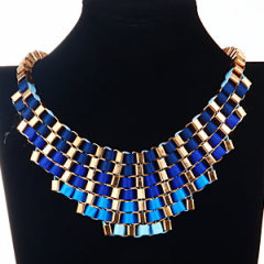 Resin Beads Bib Flat Chunky Snake Chain Necklace For Women