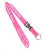 Pink Polyester Woven Lanyard With Round Ring, Plastic Buckle Lanyards