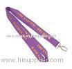 Customized ID Card Holder Lanyards, Purple PET Lanyard With Metal Egg Hook