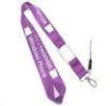 Purple Cell Phone Lanyard Neck Strap, Silk Screen Printed Nylon Lanyards With Carabiner Hook