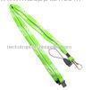 Green Tubular Lanyard With Metal Hook, Safety Break Lanyards For Cell Phones With Holder