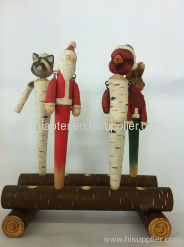 X christmas handmade wood ball pen