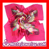 China Red Flower Printed Large Square Silk Scarves For Women