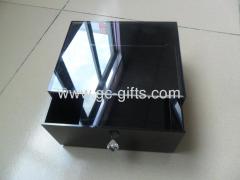 Custom acrylic makeup drawer boxes with diamond-shaped handle