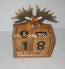 Wooden Perpetual Calendar Animal carve