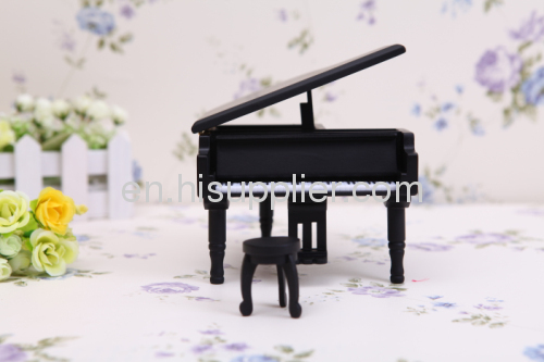 Black wooden grand piano music box emulation music box