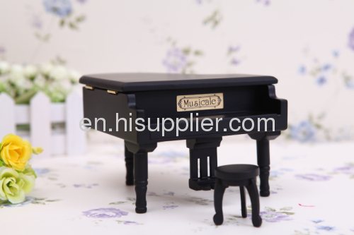 Black wooden grand piano music box emulation music box