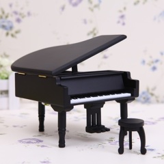 Black wooden grand piano music box emulation music box