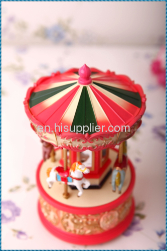 Plastic exquisite small Carousel music box carousel music box