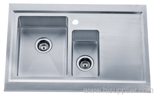 Stainless steel double bowls topmount handmade sink