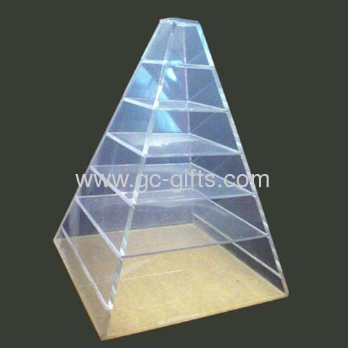 Pyramid-shaped 7-lyer countertop acrylic showcase