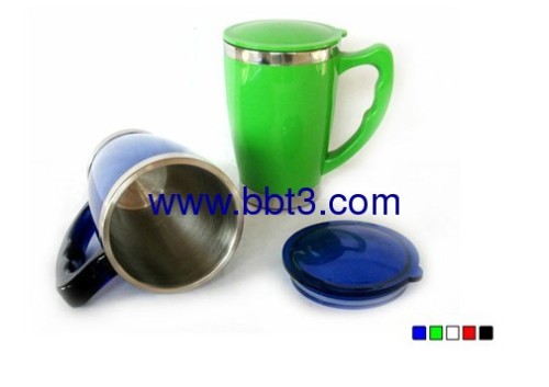 Promotional stainless steel auto mug with handle and lid