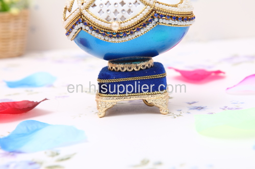 European royal egg carving music box hollow egg carving jewelry box