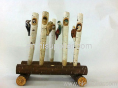wooden carved animal ball pen