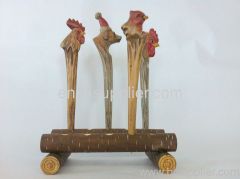 100% handmade wooden carved chicken shape ball pen