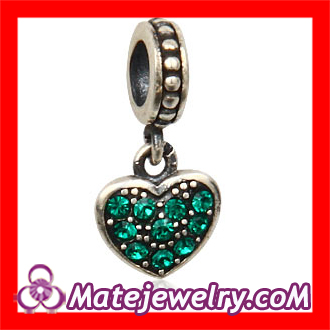 european 925 Sterling Silver Rhinestone Crystal European Heart Dangle