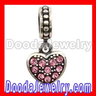 european Crystal Heart Dangle Charms