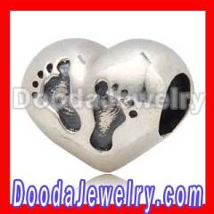 european Baby Footprint Heart Charm