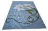 White / Blue Floral Area Rug, Acrylic Hand-tufted Floor Rugs With Deep And Soft Pile