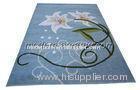 White / Blue Floral Area Rug, Acrylic Hand-tufted Floor Rugs With Deep And Soft Pile