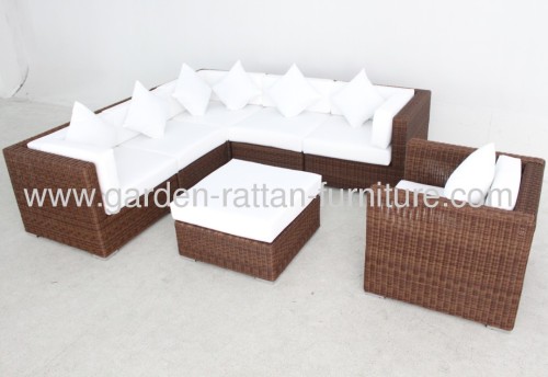 Outdoor rattan garden furniture sofa set round wicker