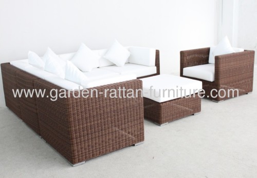 Outdoor rattan garden furniture sofa set round wicker