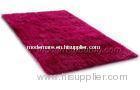 Soft Portable Rose Carmine Shaggy Area Rug, Polyester Modern Shaggy Pile Floor Rugs