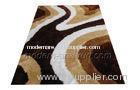 Contemporary Design Beige / Coffee Polyester 150D Soft Silky Shaggy Rug With OEM Pattern