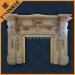 Handcarved Natural Marble Flowery Fireplace Mantel