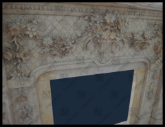 Handcarved Natural Marble Flowery Fireplace Mantel